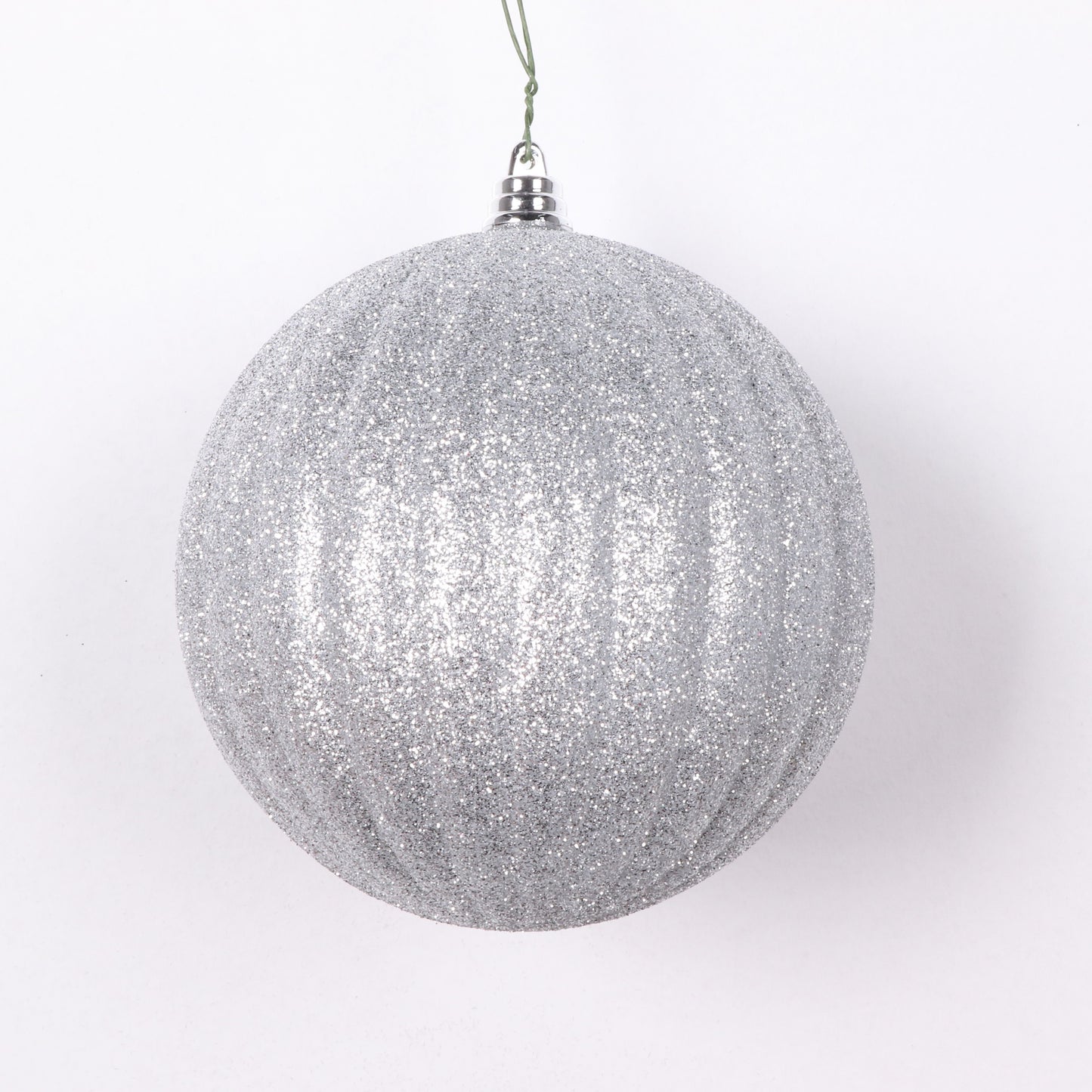 5" Silver Glitter Pleated Ornament
