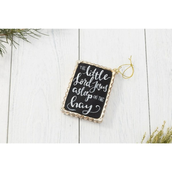 Little Lord Jesus Glass Ornament with Words