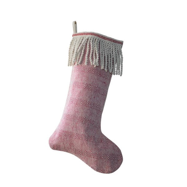 Cotton Woven Stocking with Bullion Fringe Cuff