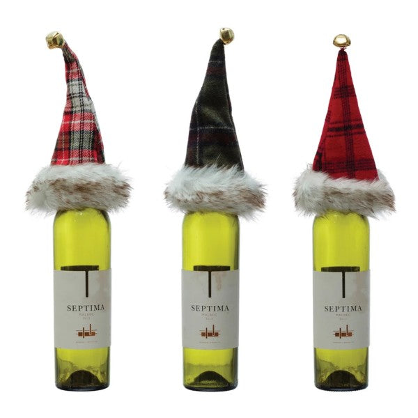 Fabric Plaid Hat Bottle Topper