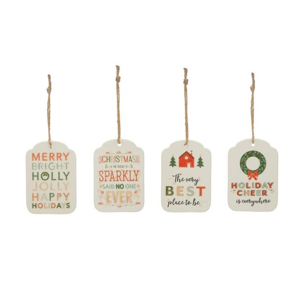 4" Stoneware Tag Ornament