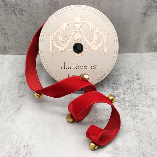 1.5" x 5yds Velvet Jingle Bells