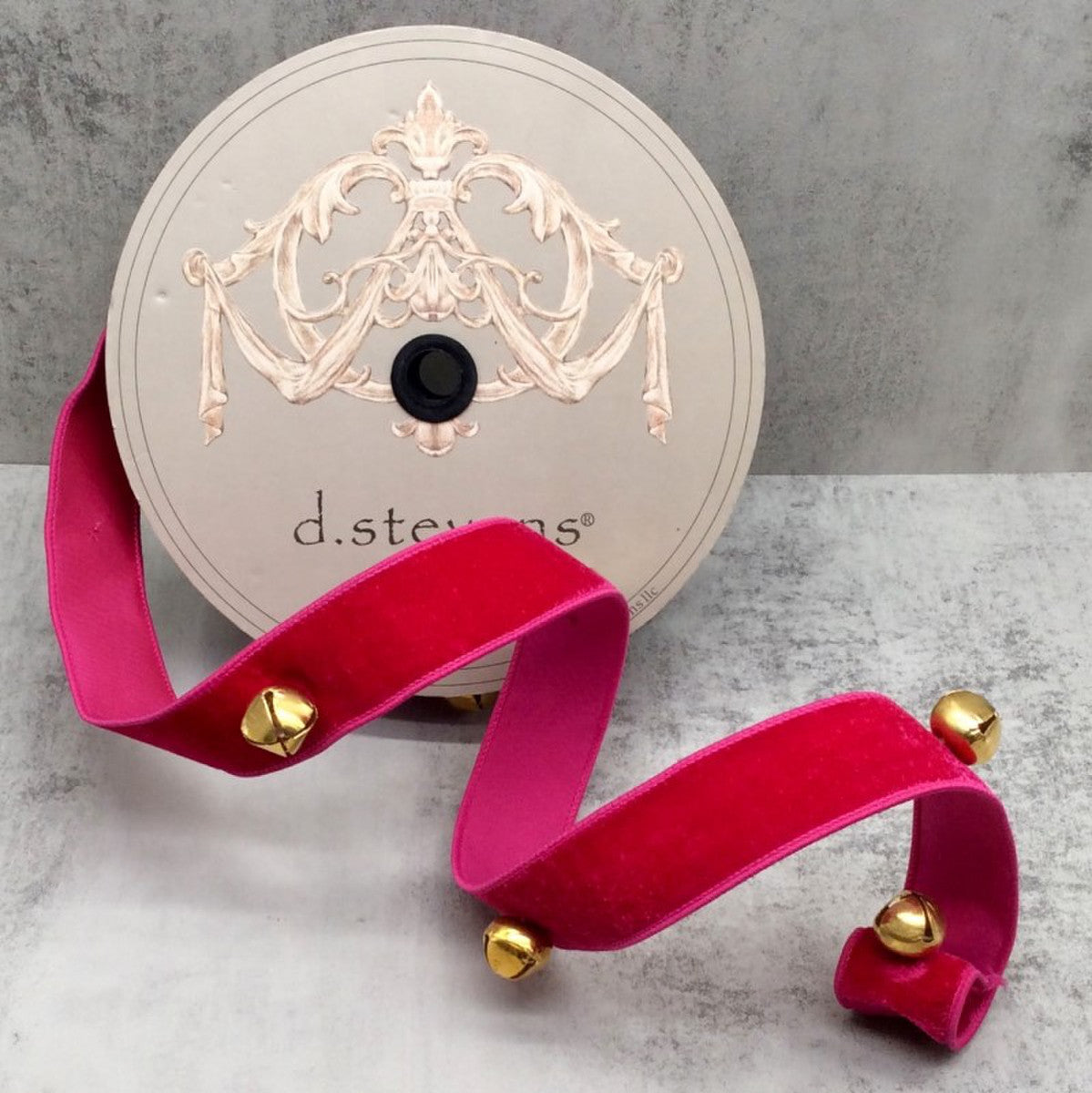 1.5" x 5yds Velvet Jingle Bells