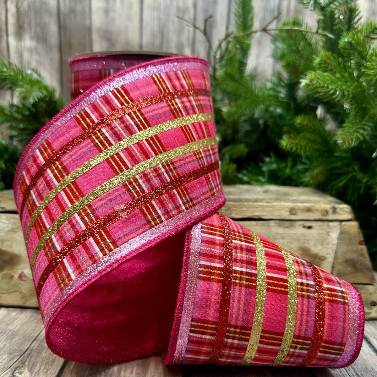 Faux Dupion Plaid Glitter Stripe