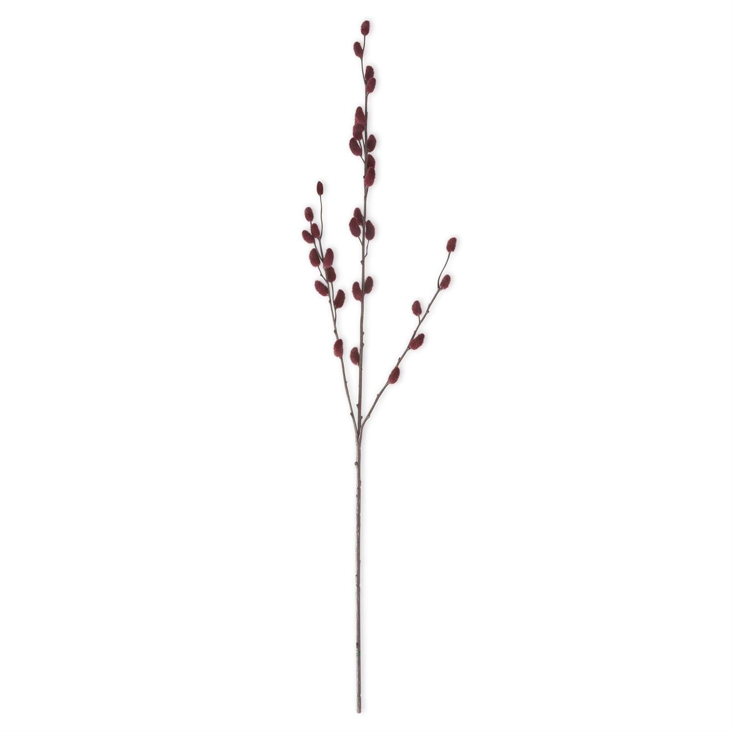 Artificial plant stem with red berries on a white background