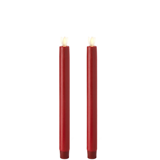 Two red wax LED tall candles 