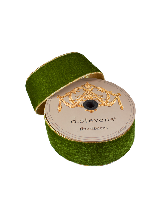 2.5" Forest Green Lush Velvet Light Gold Metallic Back