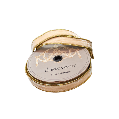 1" Lush Velvet Ribbon with Metallic Gold Back