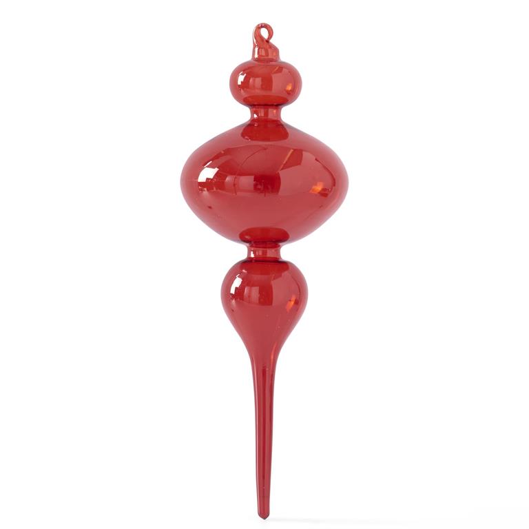13" Transparent Red Finial Ornament