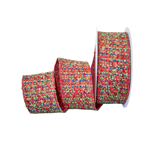 2.5" Red Green Wool Ribbon