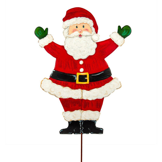 Decorative garden stake of Santa Claus on a white background