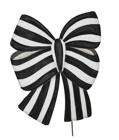 Black and white striped bow stake on a white background