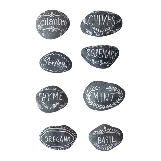Natural Hand Painted Stone Herb Marker