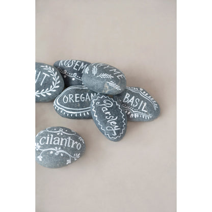 Natural Hand Painted Stone Herb Marker