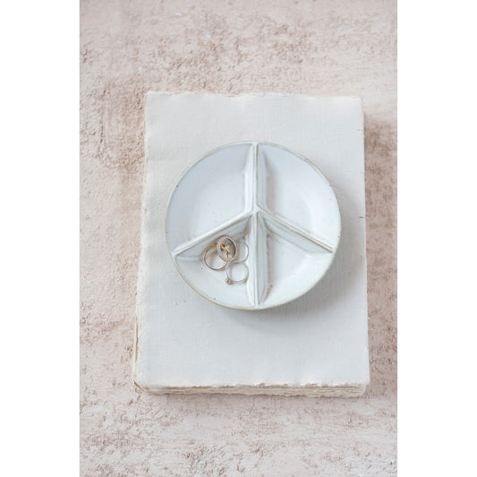 Stoneware Peace Sign Divided Dish