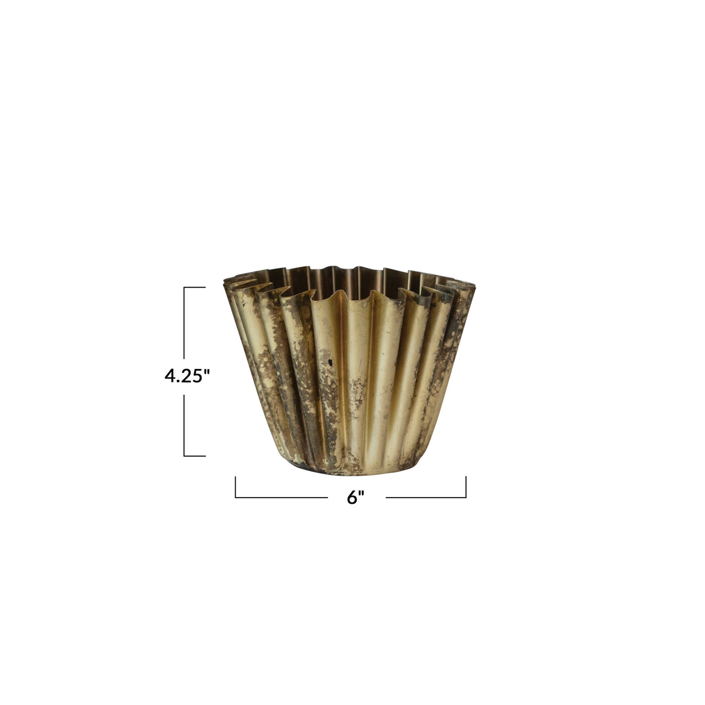 Small Fluted Metal Planter