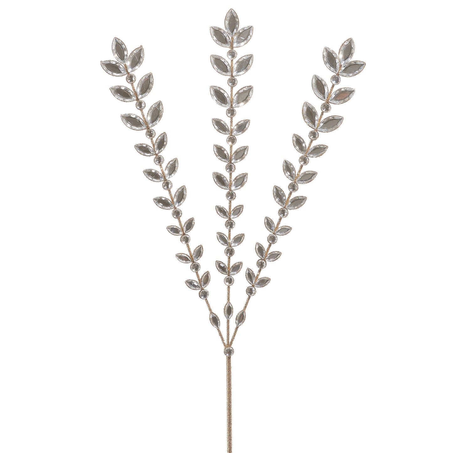 Decorative plant stems with leaf-like embellishments on a white background