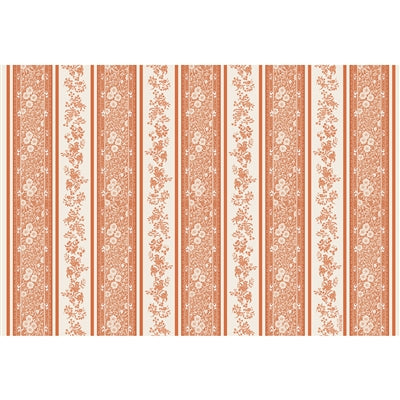 Patterned paper table runner with vertical stripes on a white background