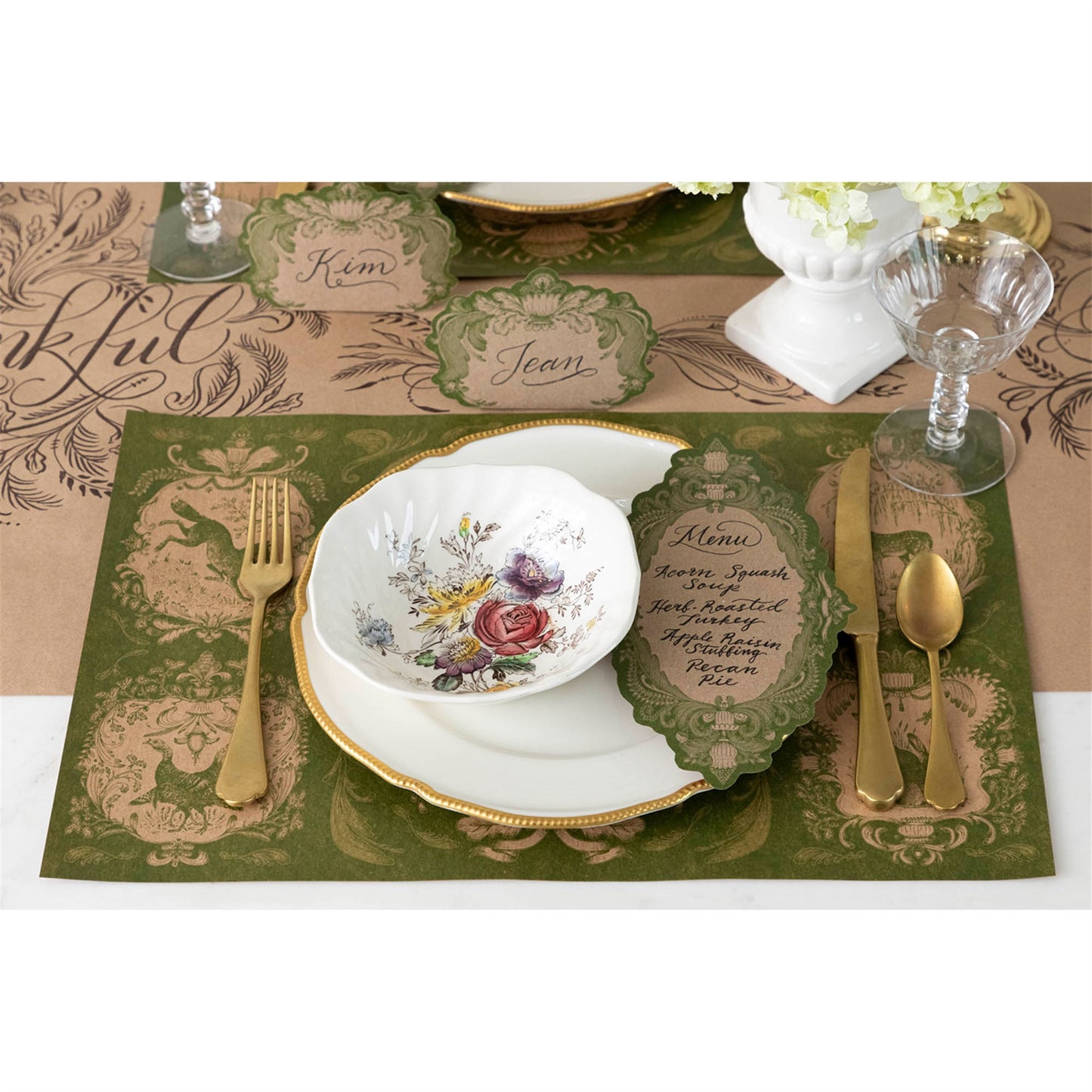 Moss Fable Toile Table Card