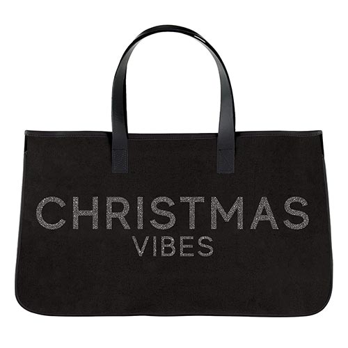Glitter Christmas Vibes Canvas Tote