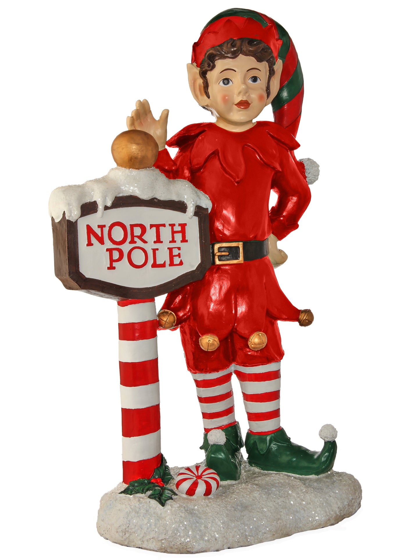 Outdoor Elf with "North Pole" Sign