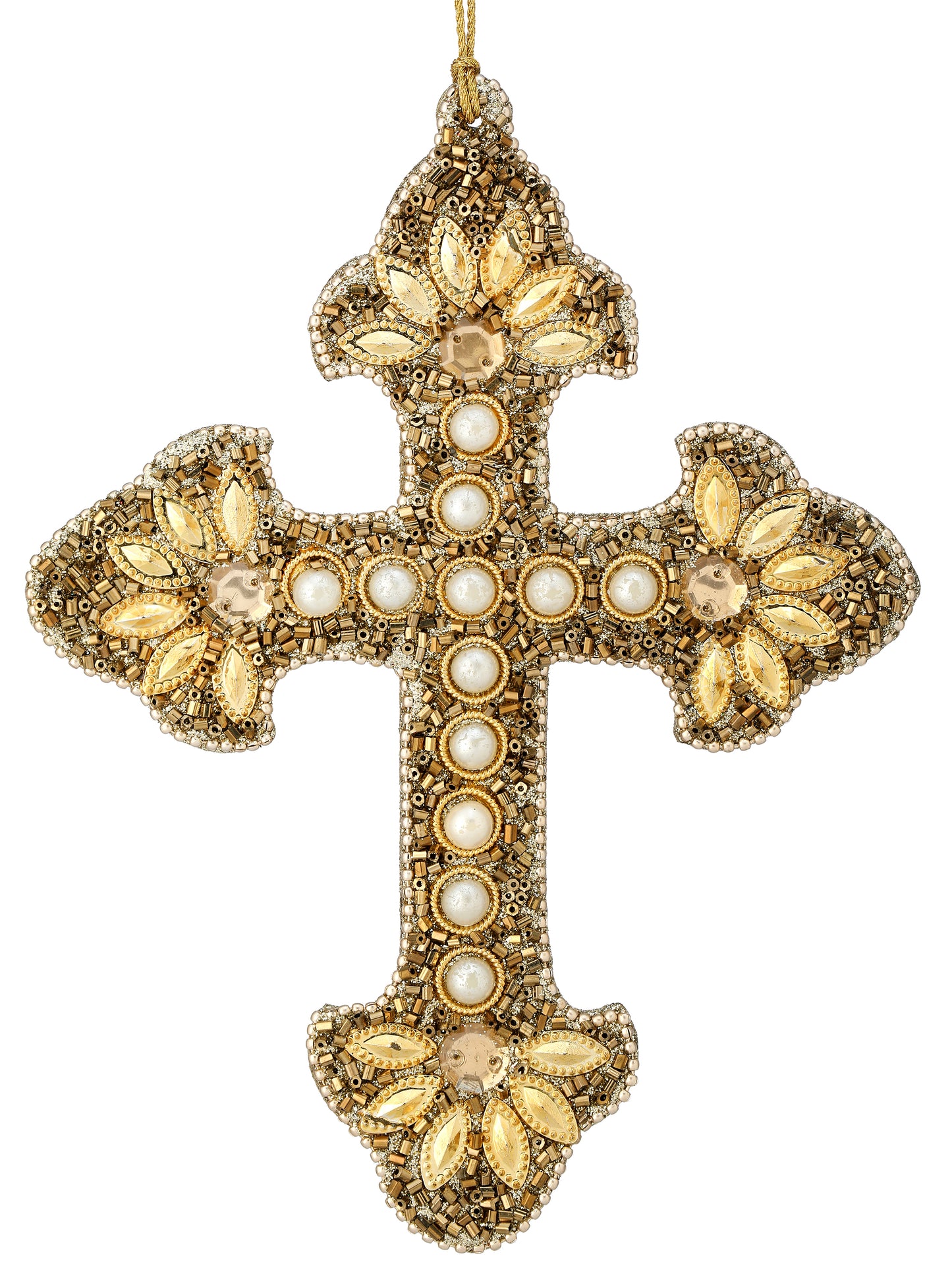 Jewel with Beads Cross Ornament