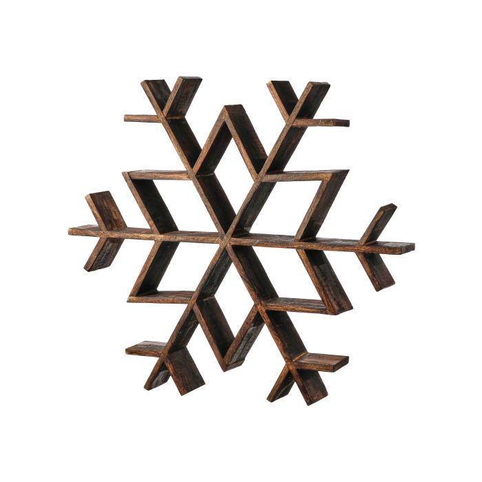Wooden snowflake on a white background