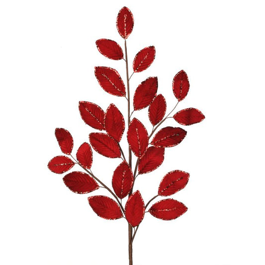 Red leaf branch on a white background