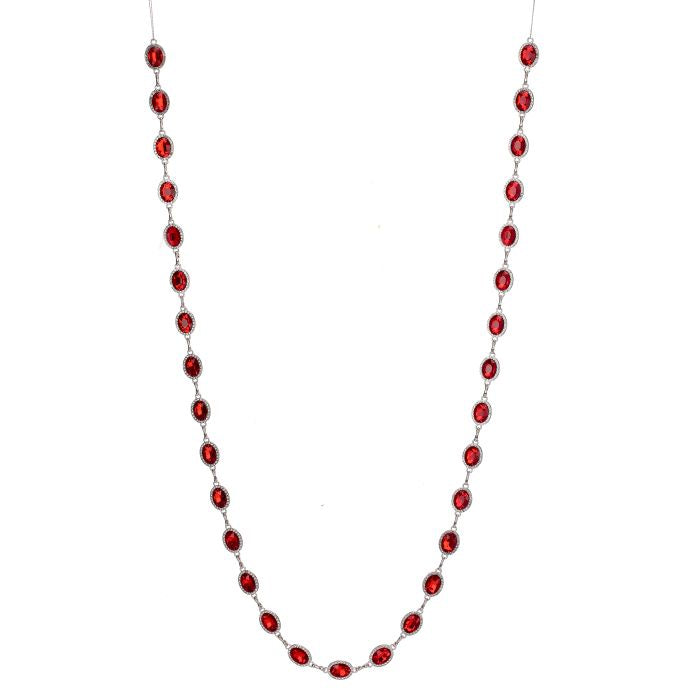 Garland with red gemstones on a white background
