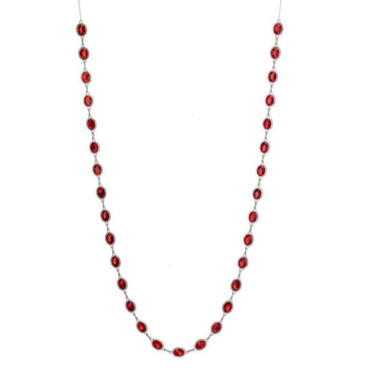 Garland with red gemstones on a white background