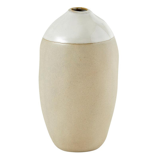 Beige ceramic vase on a white background