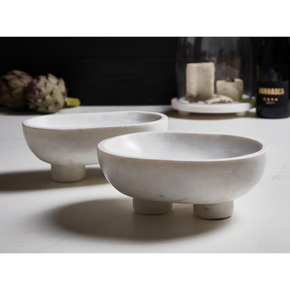 White Marble Footed Bowl