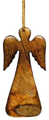 Brown Wood Angel Ornament