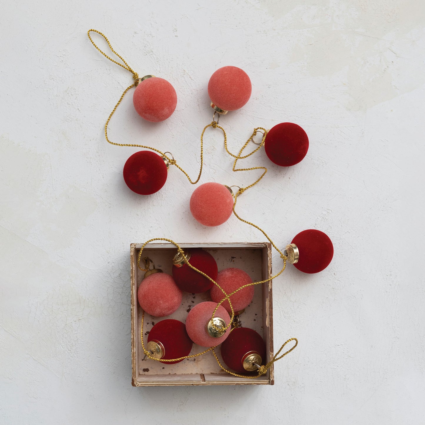Flocked Glass Ball Garland