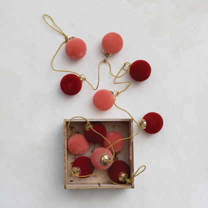Flocked Glass Ball Garland
