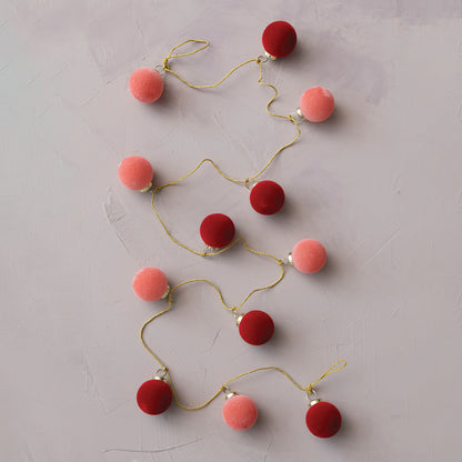 Flocked Glass Ball Garland
