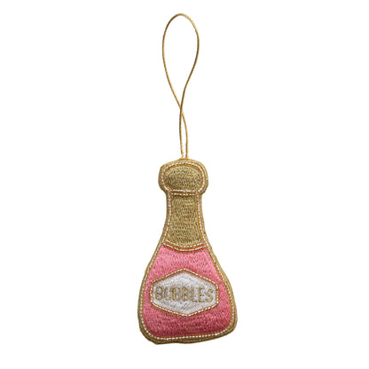 Fabric Champagne Bottle Ornament