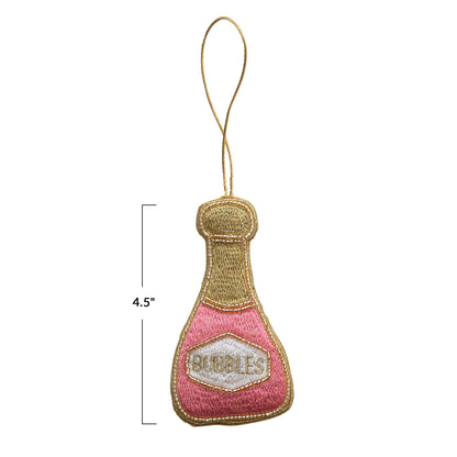 Fabric Champagne Bottle Ornament