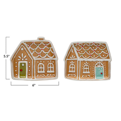 Hand Painted Ceramic Gingerbread House Plate