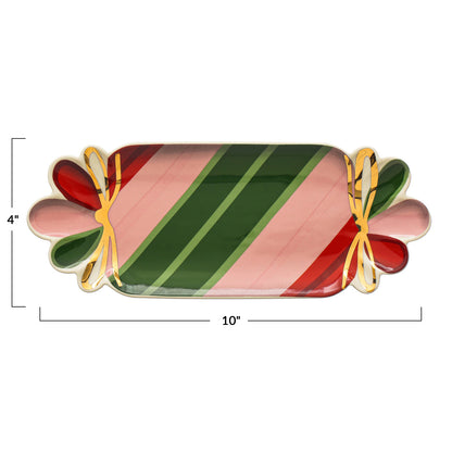 Stoneware Candy Shaped Plate w Gold