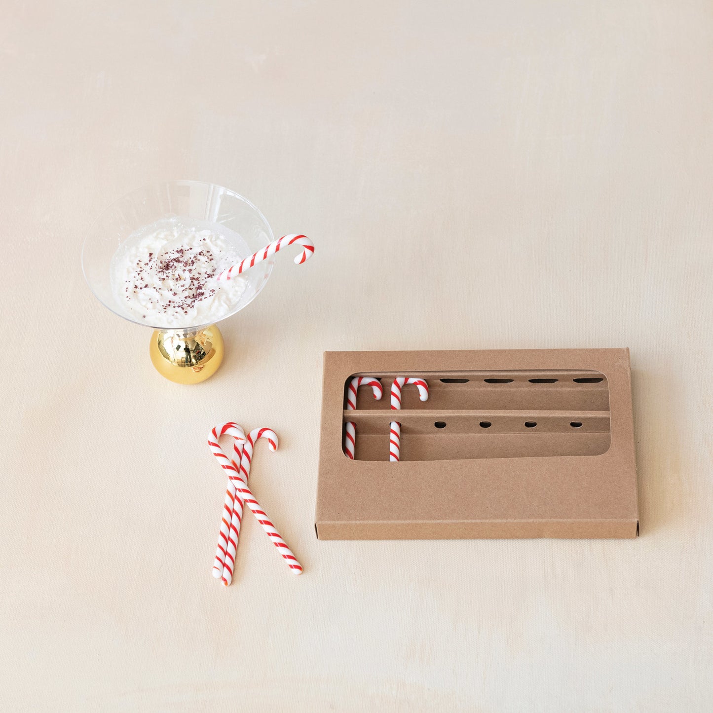Glass Candy Cane Shaped Stir Sticks Boxed Set