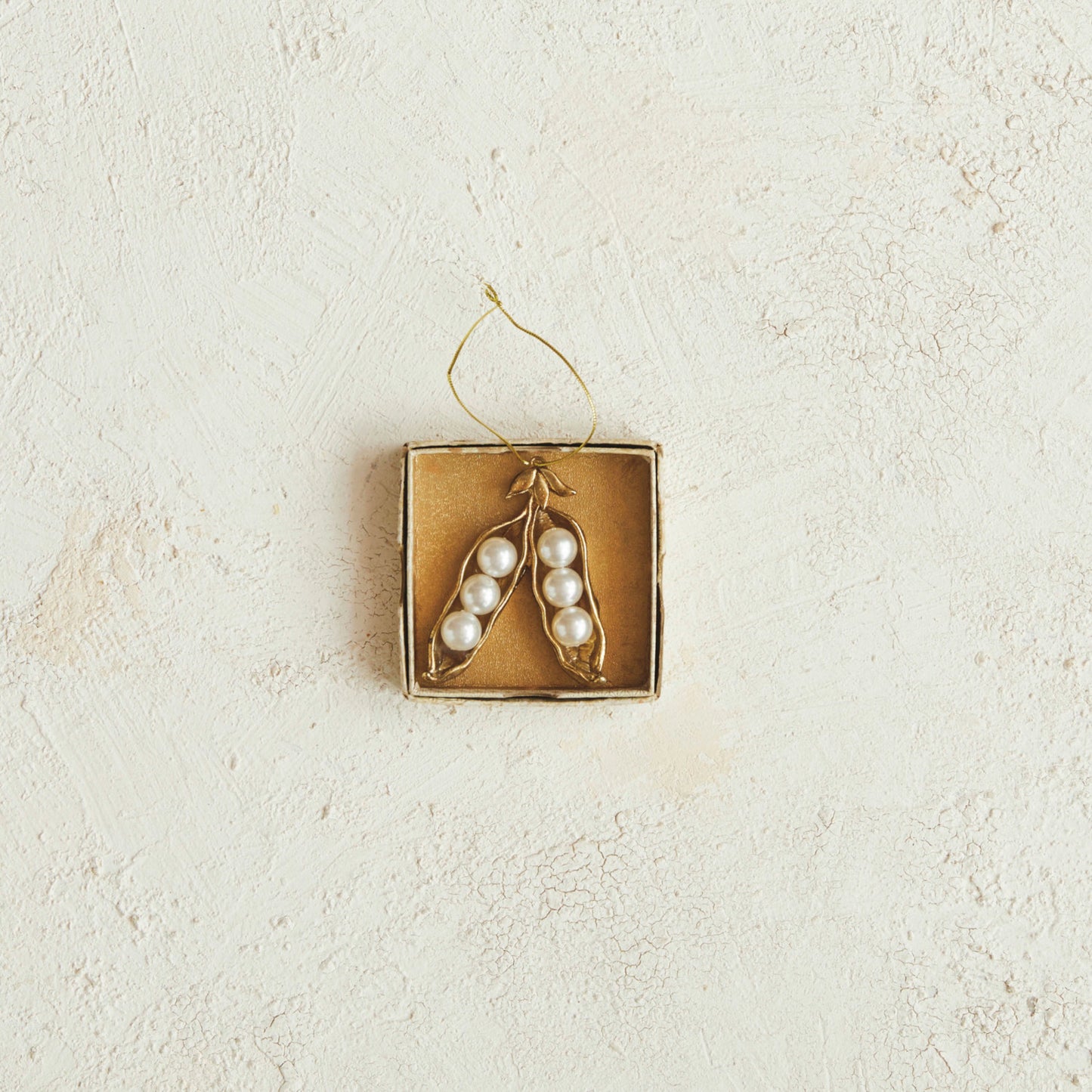 Metal & Faux Pearl Pea Pod Ornament