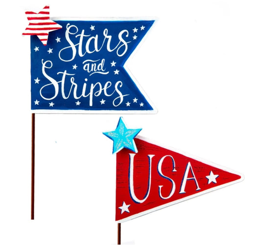 USA & Stars Stripes Pennant Yard Stake