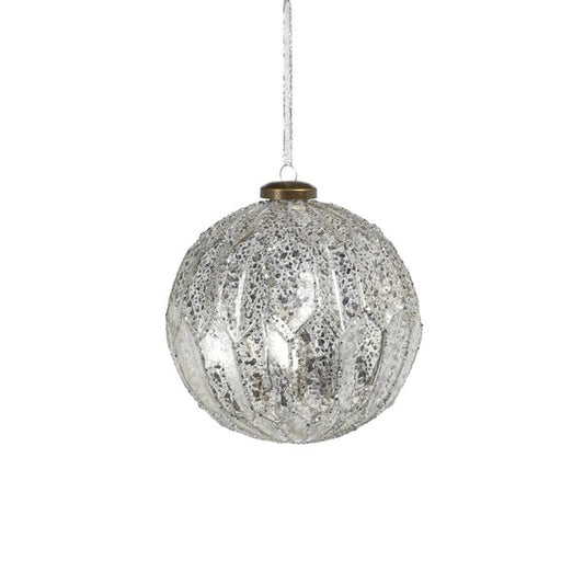 Antique Silver Glass Ball Ornament