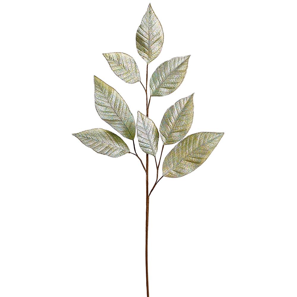 31" Metallic Pearl Magnola Leaf Spray