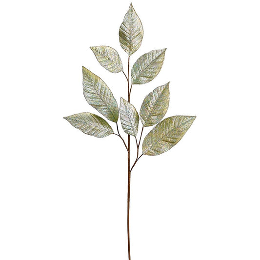 31" Metallic Pearl Magnola Leaf Spray