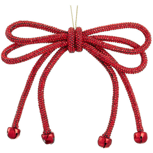 5.5" Sparkle Bow Ornament with Bells