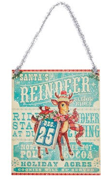 Vintage Christmas Reindeer Poster Ornament