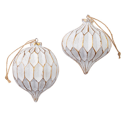 4.5" White and Gold Texture Finial Ornament
