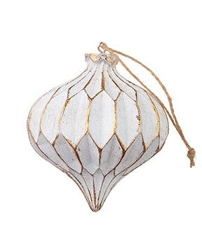 4.5" White and Gold Texture Finial Ornament